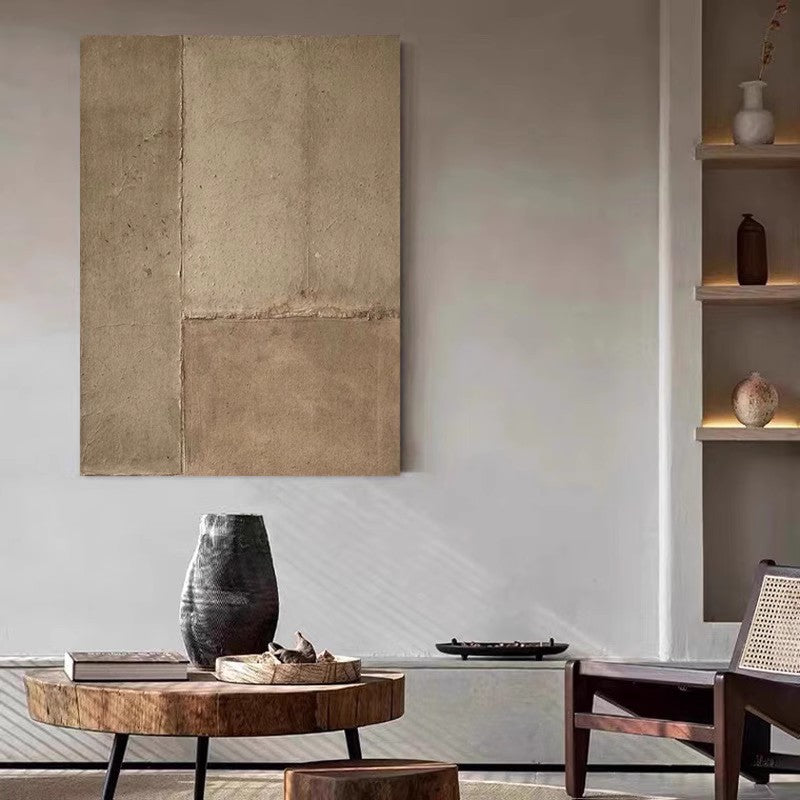 Abstract frameless painting wabi-sabi style hanging painting