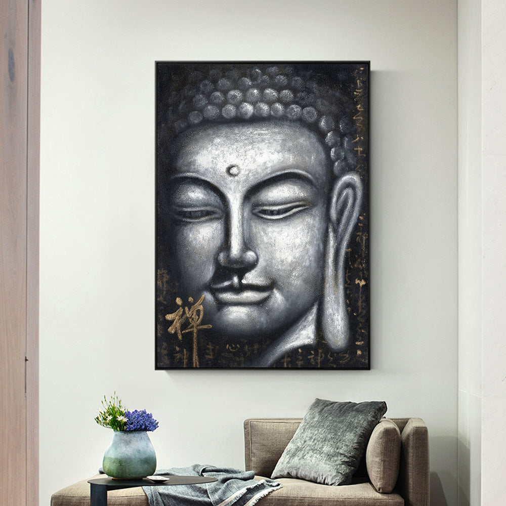 Vintage Silver Buddha Painting