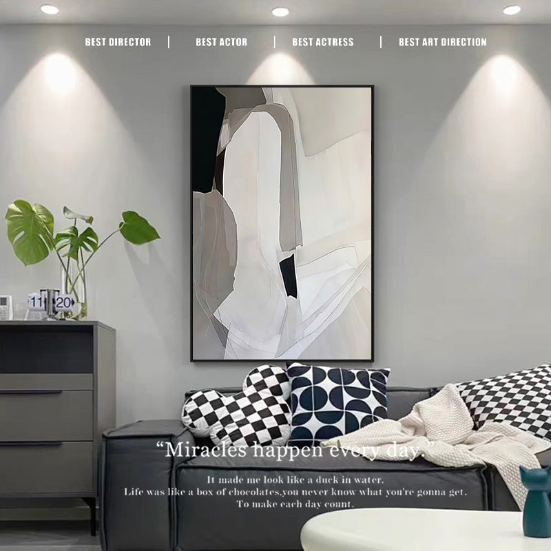 Black and white gray abstract painting