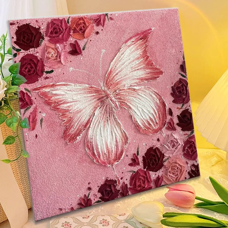 ins style butterfly texture oil painting living room TV cabinet decorative painting