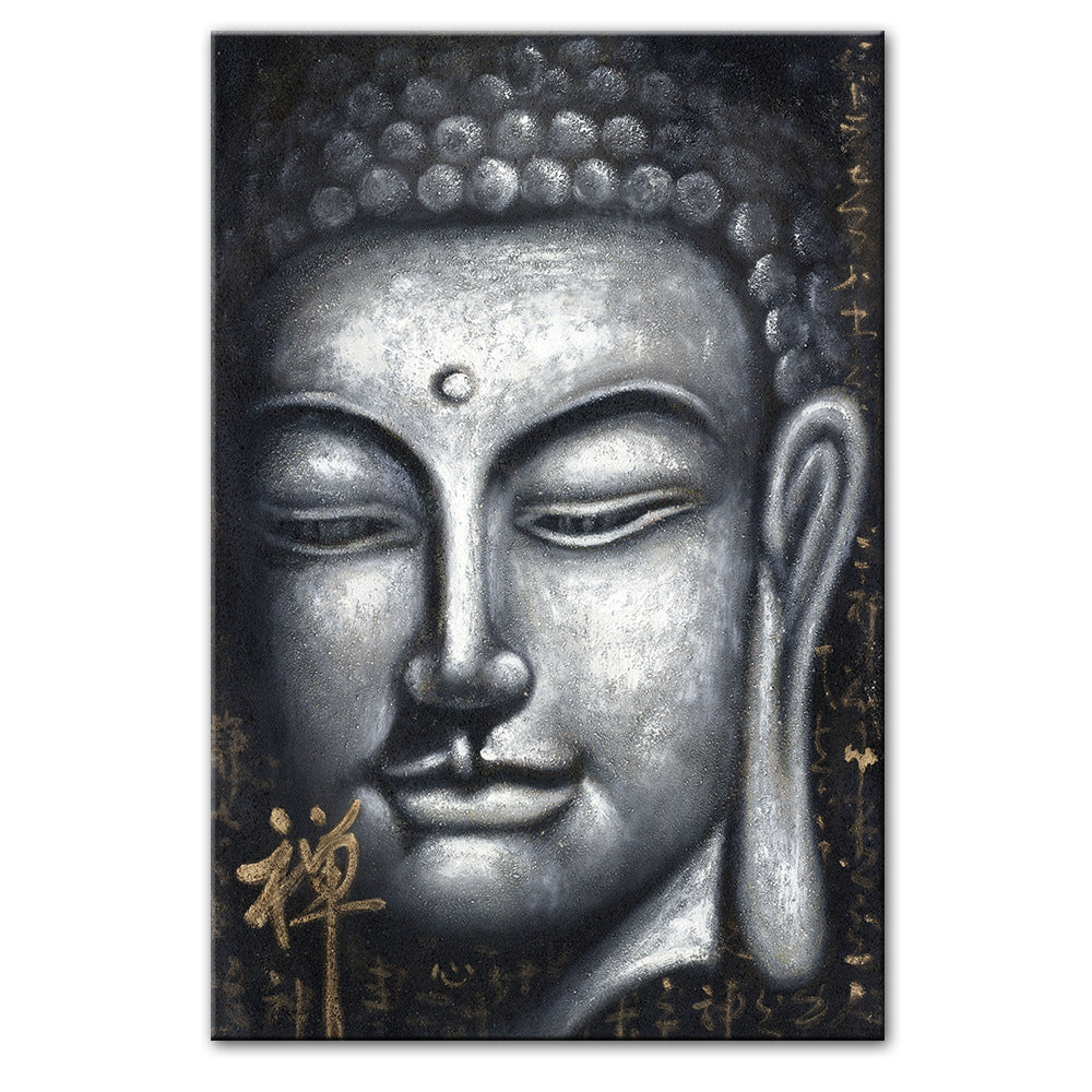 Vintage Silver Buddha Painting