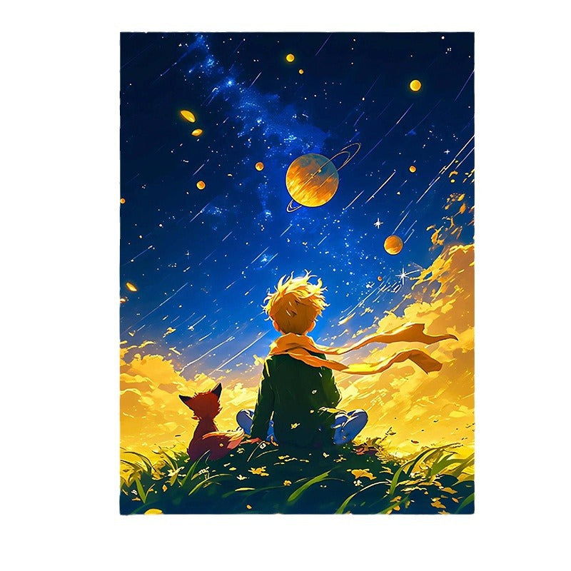 Starry sky little prince DIY digital oil painting hand-painted