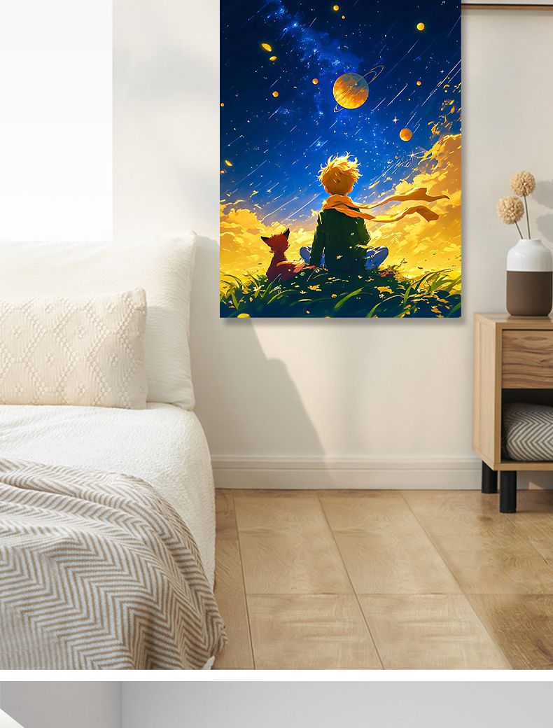 Starry sky little prince DIY digital oil painting hand-painted