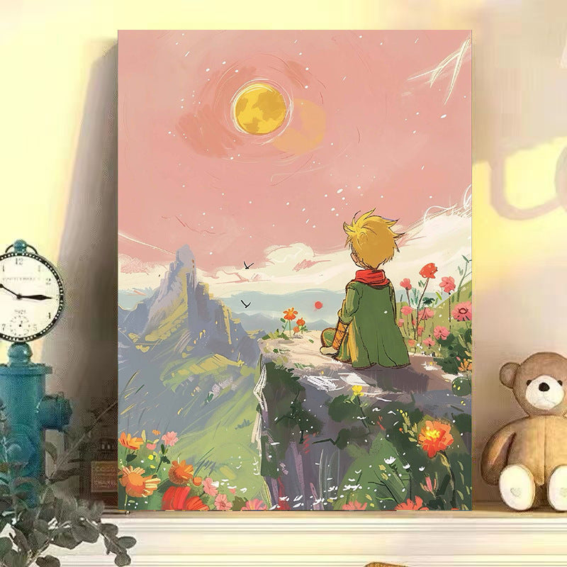 Starry sky little prince DIY digital oil painting hand-painted