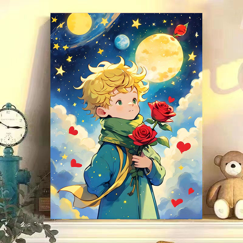 Starry sky little prince DIY digital oil painting hand-painted