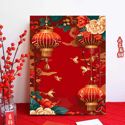 New Year's national trend DIY digital oil painting Spring Festival festive atmosphere decompression hand-painted gift decoration painting