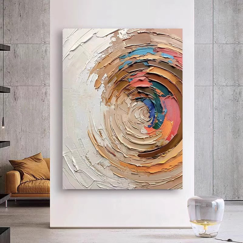Hand-painted oil painting Wabi-sabi cream style living room sofa decoration painting