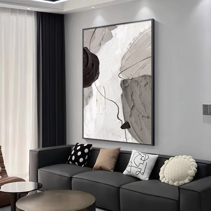 Black and white abstract hanging painting