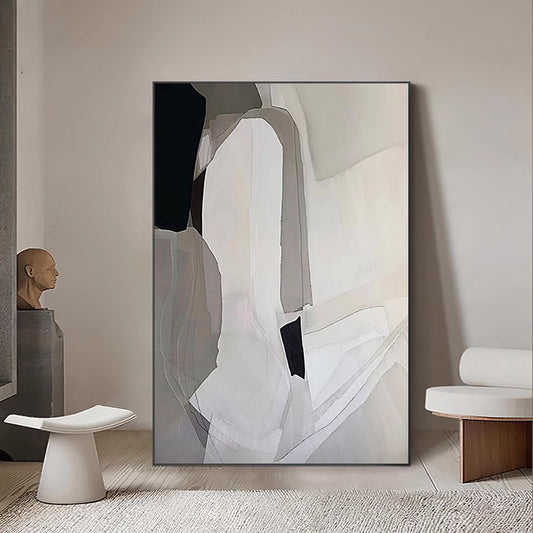 Black and white gray abstract painting