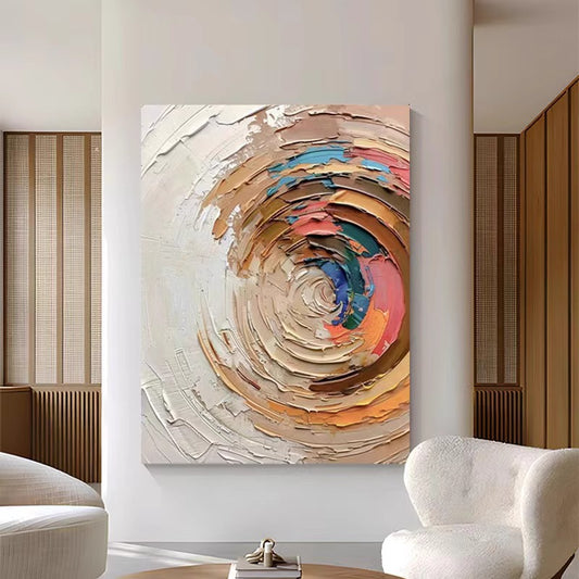 Hand-painted oil painting Wabi-sabi cream style living room sofa decoration painting