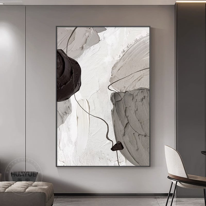 Black and white abstract hanging painting