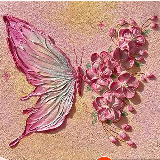 ins style butterfly texture oil painting living room TV cabinet decorative painting