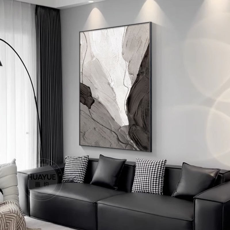 Black and white abstract hanging painting