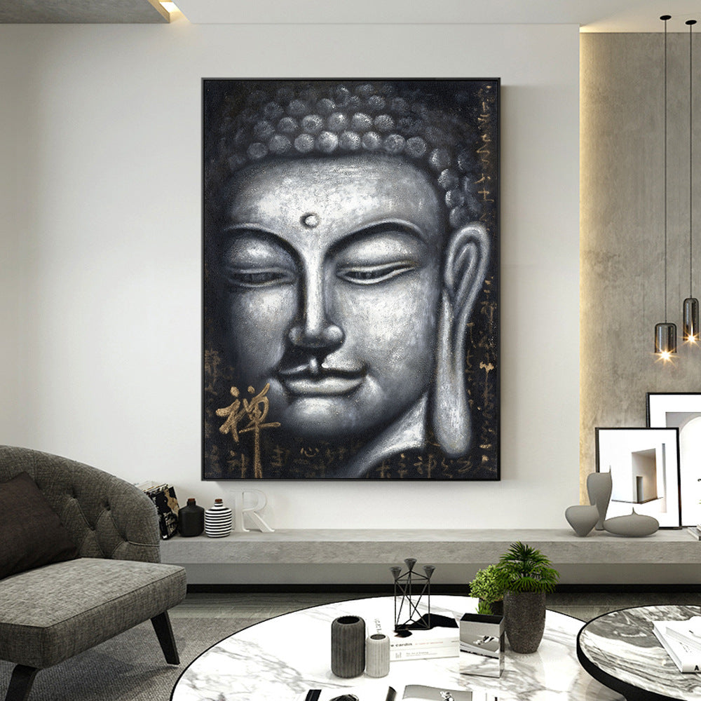 Vintage Silver Buddha Painting
