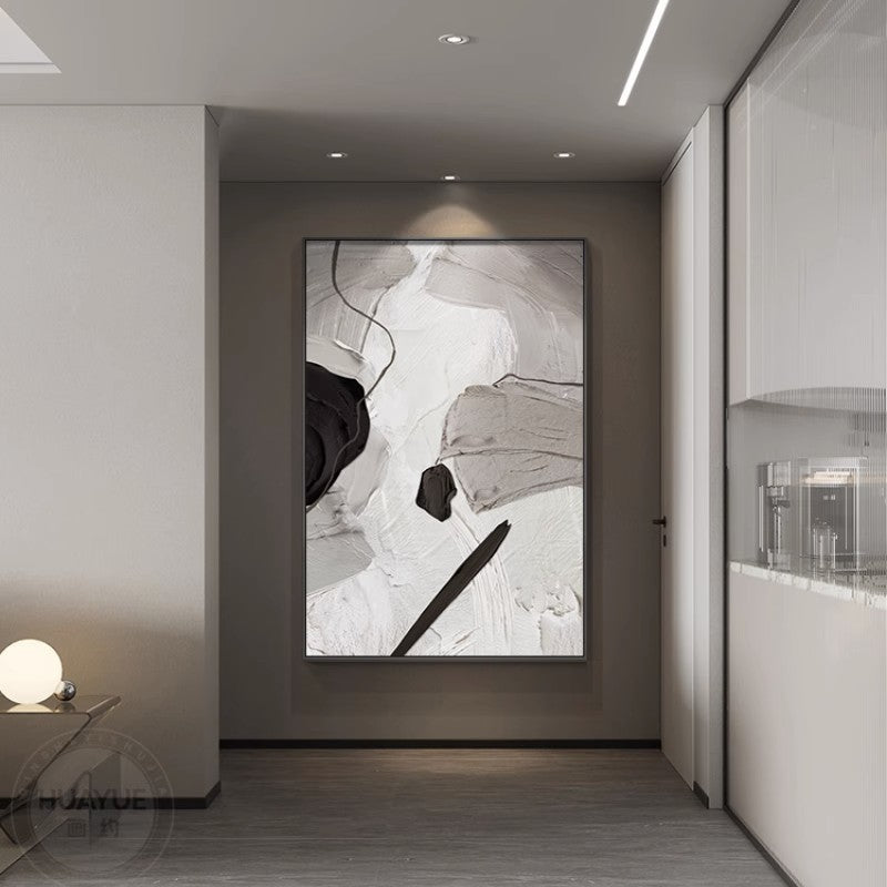 Black and white abstract hanging painting