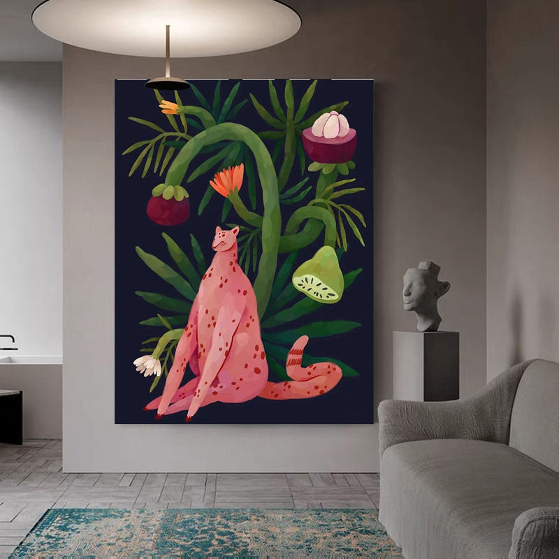 Abstract pink leopard vertical large floor-standing decorative painting