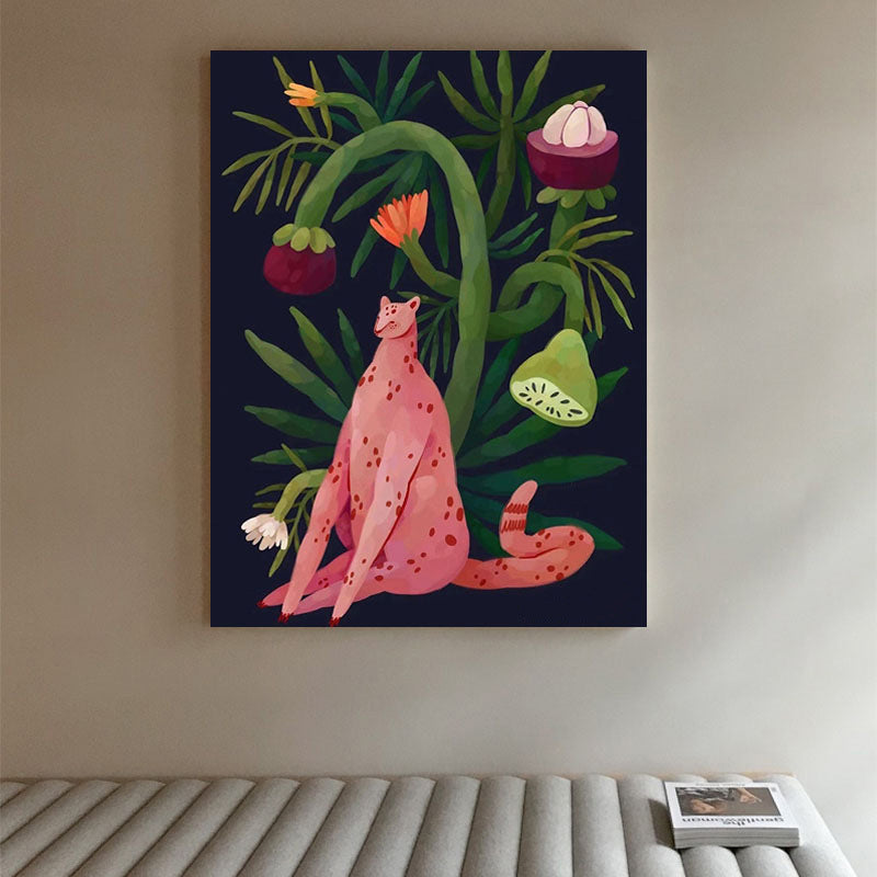 Abstract pink leopard vertical large floor-standing decorative painting