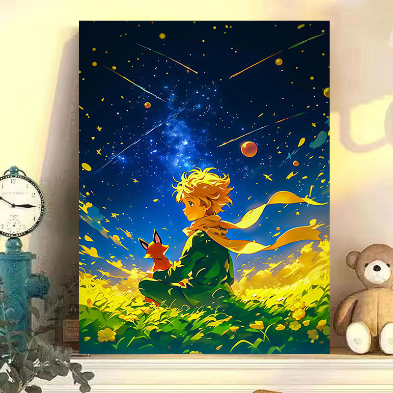 Starry sky little prince DIY digital oil painting hand-painted