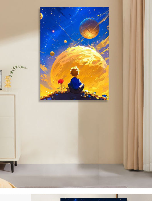Starry sky little prince DIY digital oil painting hand-painted