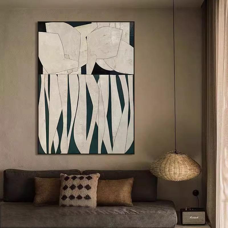 Monet high-end frameless painting Wabi-sabi style living room sofa background wall decoration painting