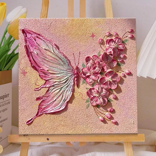 ins style butterfly texture oil painting living room TV cabinet decorative painting
