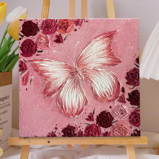 ins style butterfly texture oil painting living room TV cabinet decorative painting