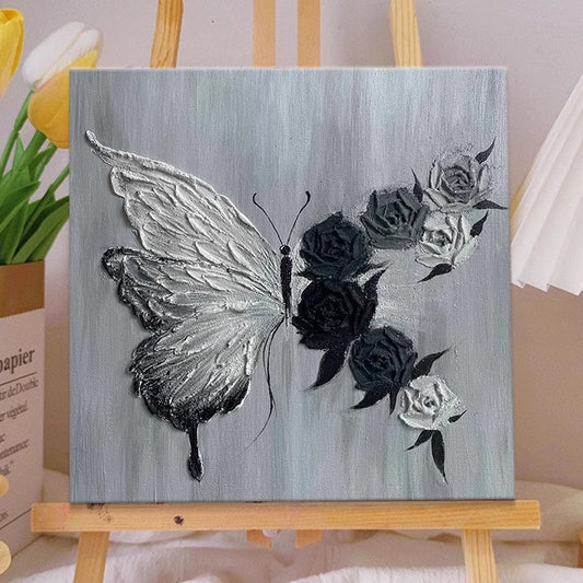 ins style butterfly texture oil painting living room TV cabinet decorative painting